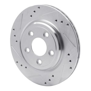 Ford Thunderbird Brake Rotor (1) - Rear Left - R1 Concepts - Drilled & Slotted - Silver - `00-`06